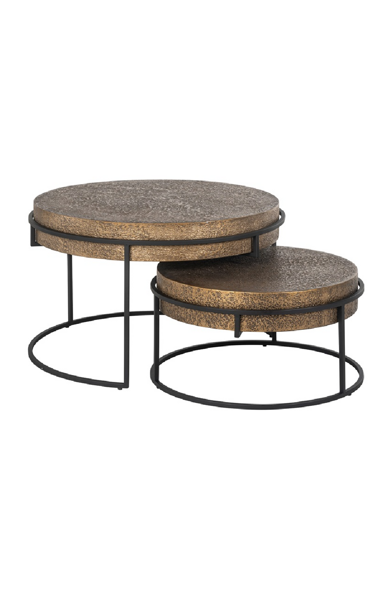 Table basse gigogne en laiton doré (lot de 2) | Richmond Derby | Meubleluxe.fr