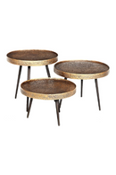 Table basse gigogne en laiton texturé (lot de 3) | Richmond Luton | Meubleluxe.fr