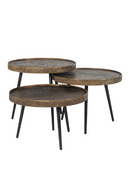 Table basse gigogne en laiton texturé (lot de 3) | Richmond Luton | Meubleluxe.fr