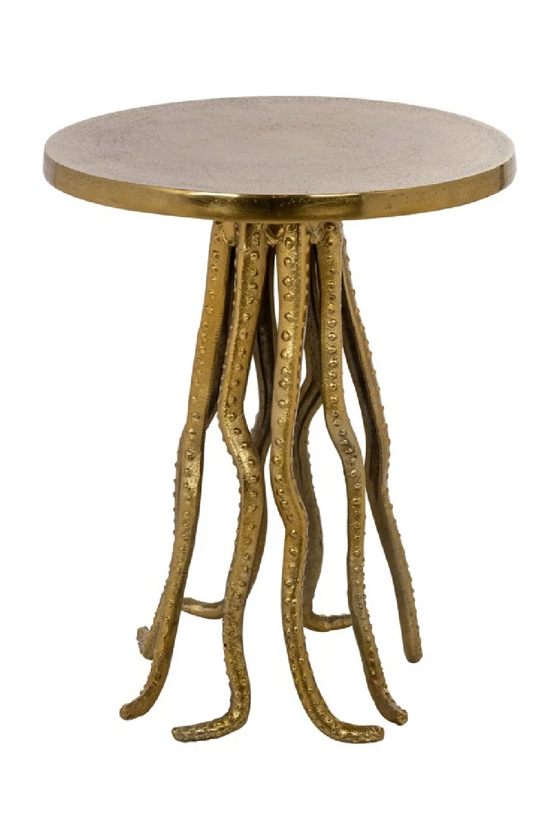 Table d'appoint pied tentacules dorée  | Richmond Macey | Meubleluxe.fr