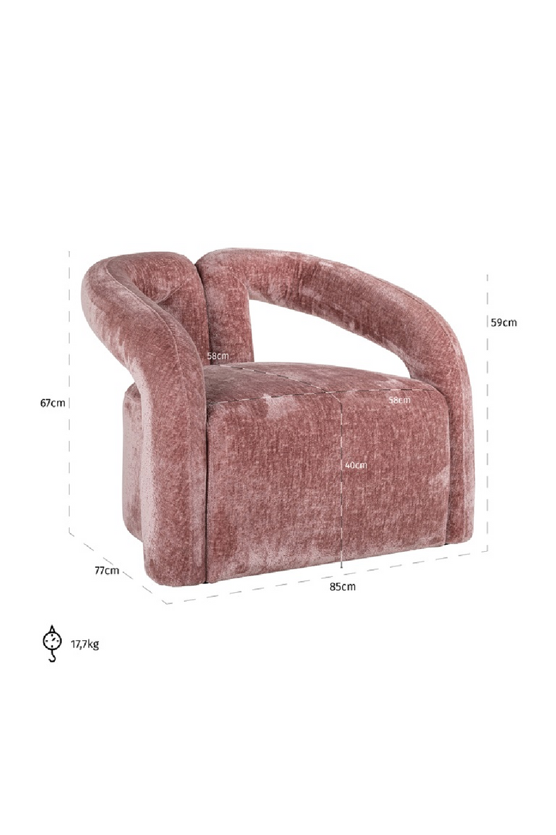 Fauteuil en chenille rose | Richmond Dana | Meubleluxe.fr