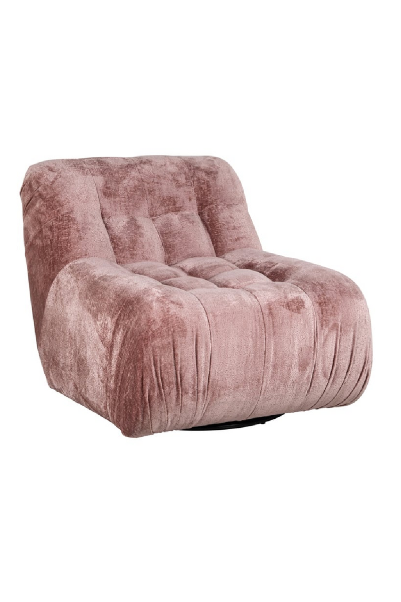 Fauteuil pivotant en chenille rose | Richmond Rosy | Meubleluxe.fr