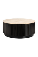 Table basse en bois et travertin ø 90 cm | Richmond Hampton | Meubleluxe.fr