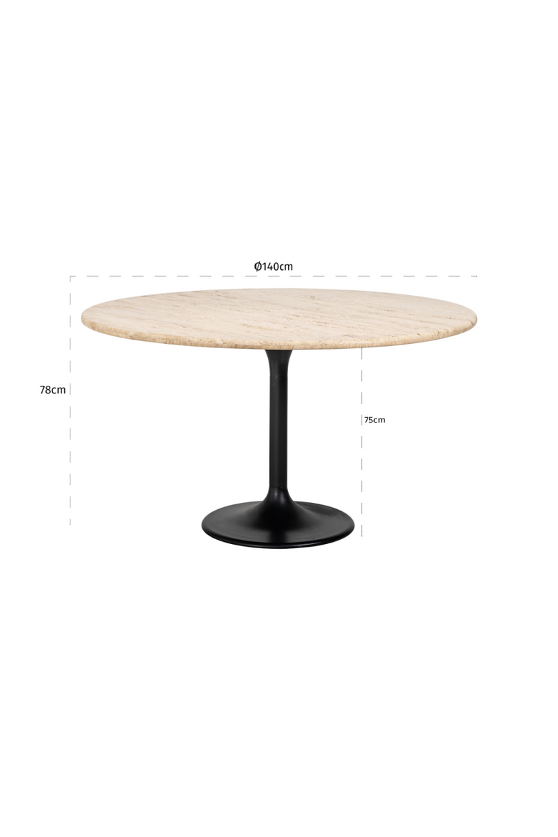 Table de salle à manger en travertin 140 cm | Richmond Hampton | Meubleluxe.fr