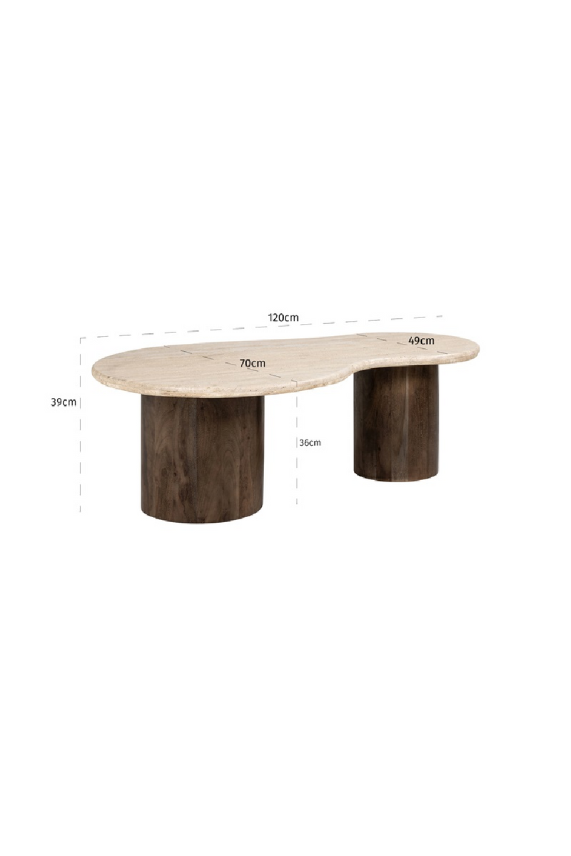 Table basse incurvée en travertin | Richmond Douglas | Meubleluxe.fr