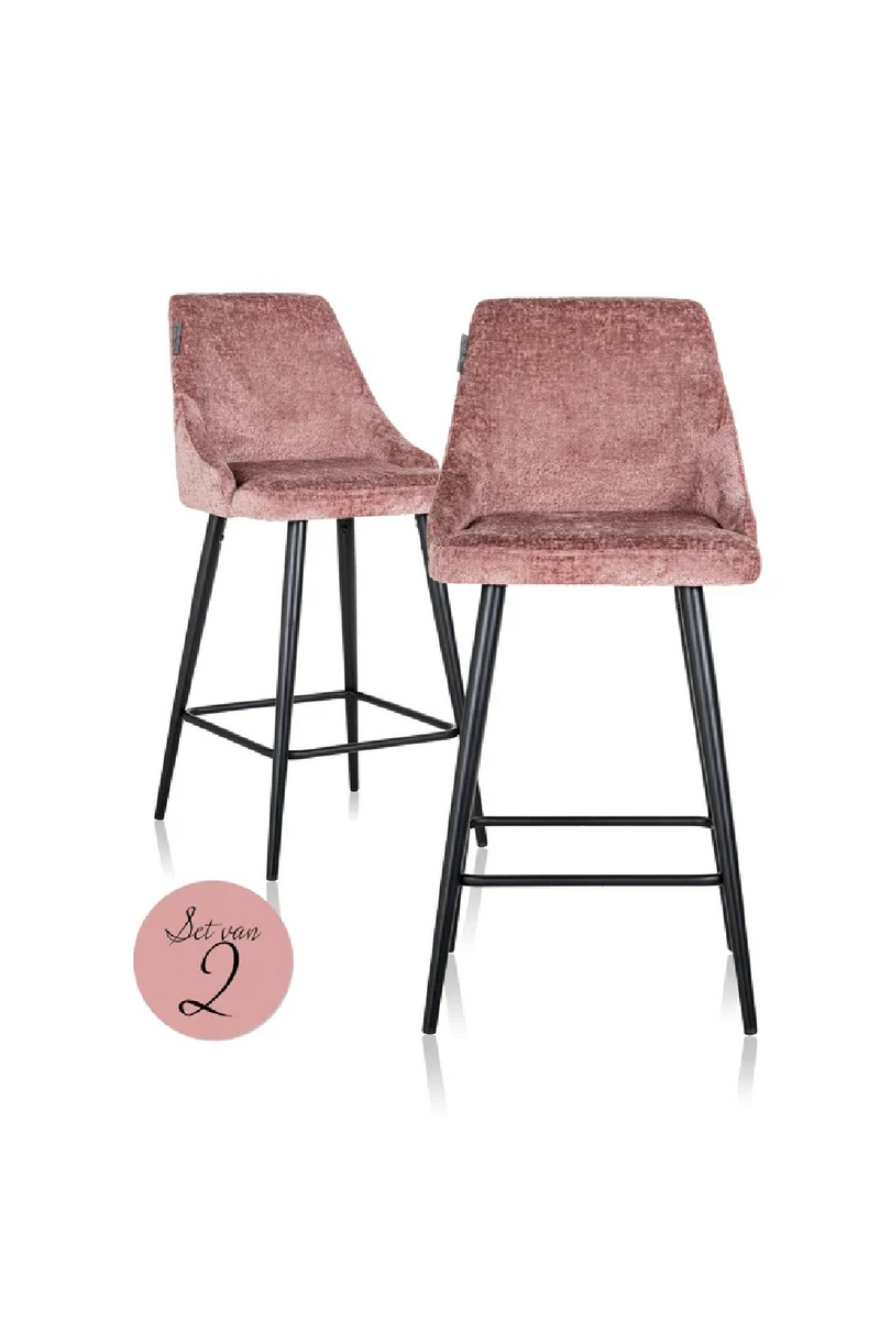 Tabouret de comptoir en chenille rose (lot de 2) | Richmond Brooke | Meubleluxe.fr