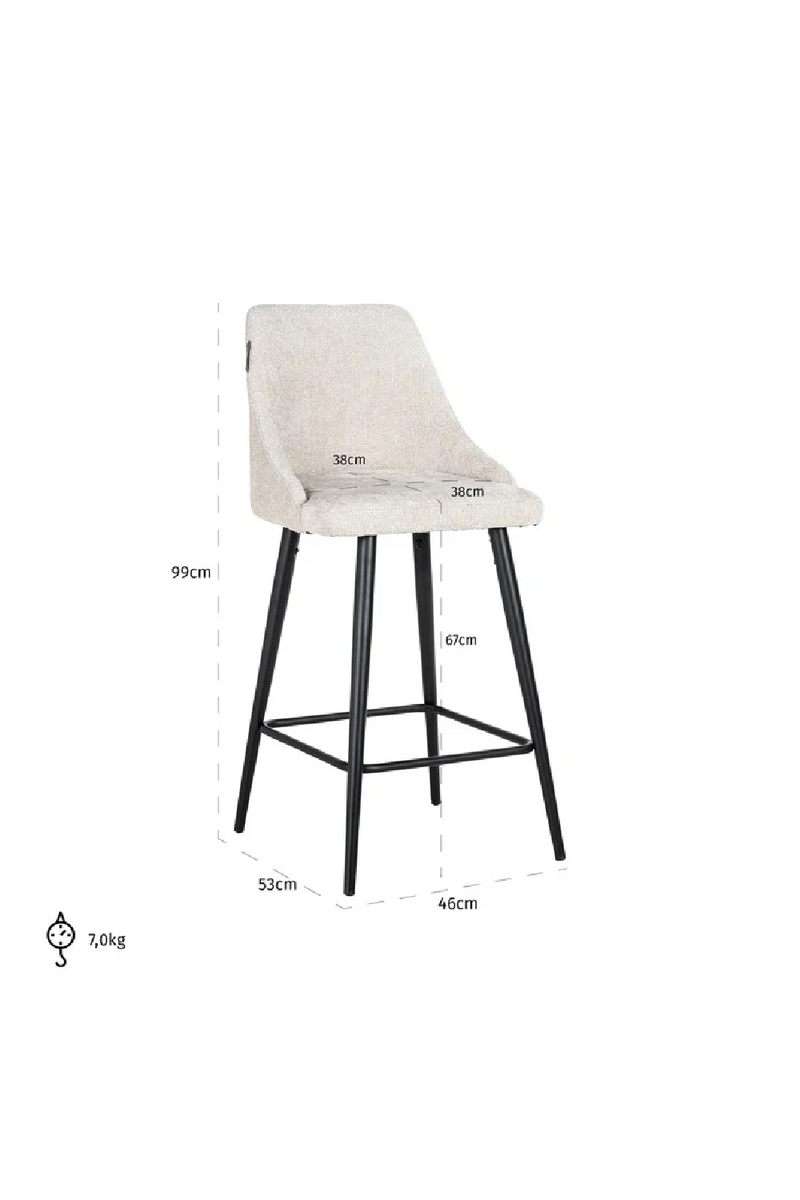 Tabouret de comptoir en tissu crème (lot de 2) | Richmond Brooke | Meubleluxe.fr