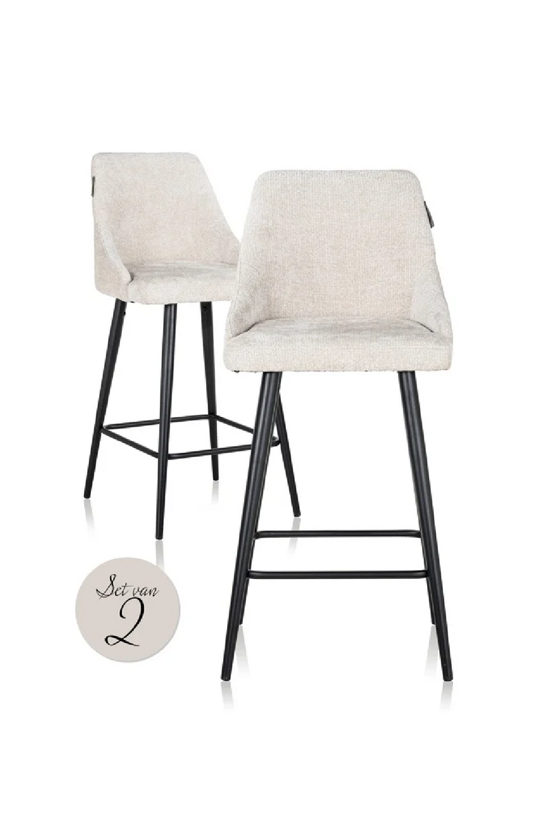 Tabouret de comptoir en tissu crème (lot de 2) | Richmond Brooke | Meubleluxe.fr