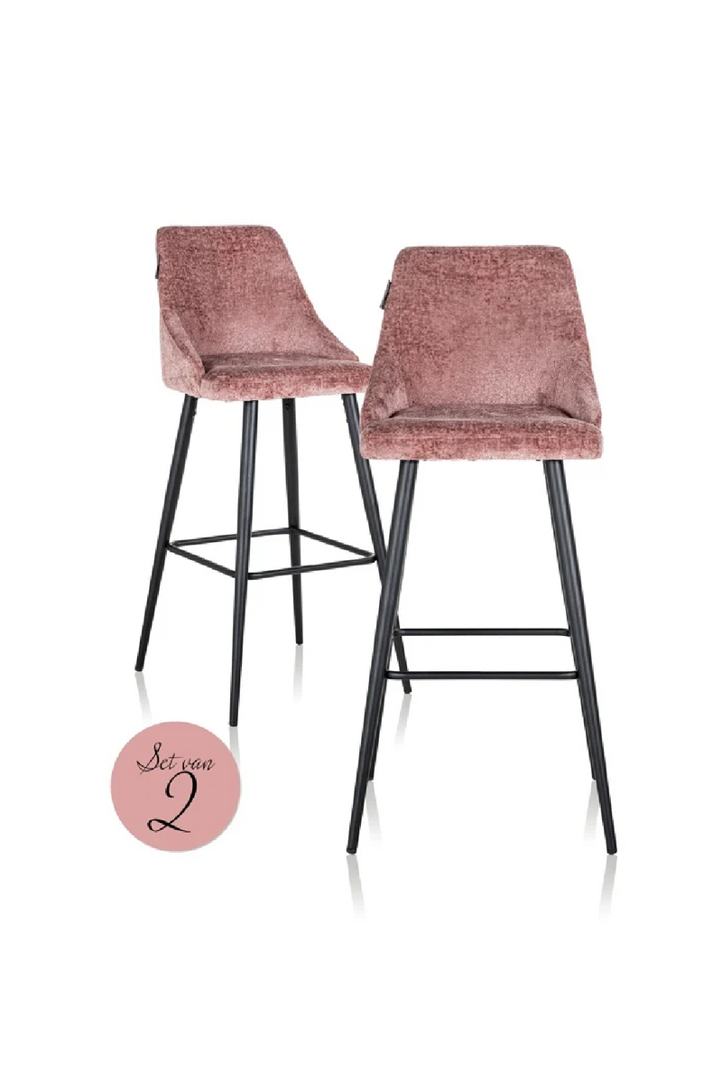 Tabouret de bar en chenille rose (lot de 2) | Richmond Brooke | Meubleluxe.fr