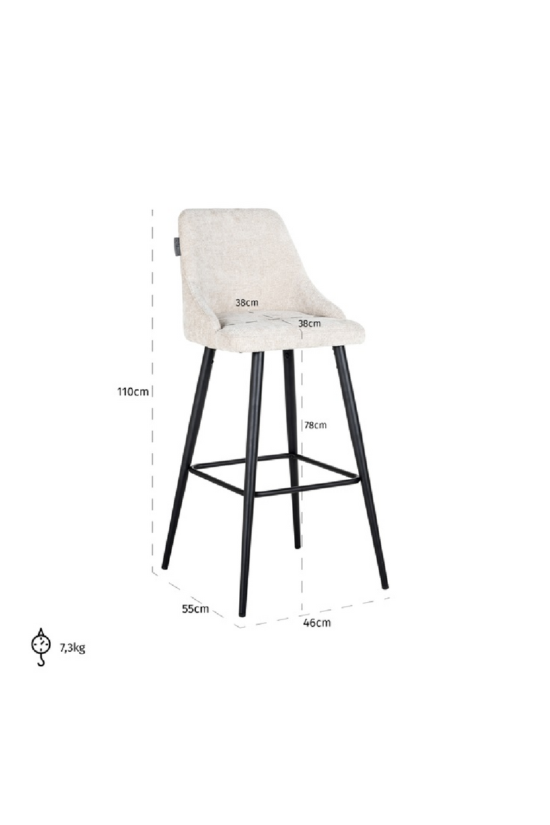 Tabouret de bar en tissu crème (lot de 2) | Richmond Brooke | Meubleluxe.fr