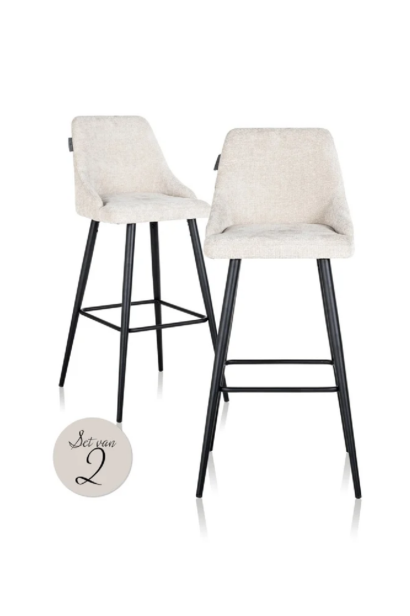 Tabouret de bar en tissu crème (lot de 2) | Richmond Brooke | Meubleluxe.fr