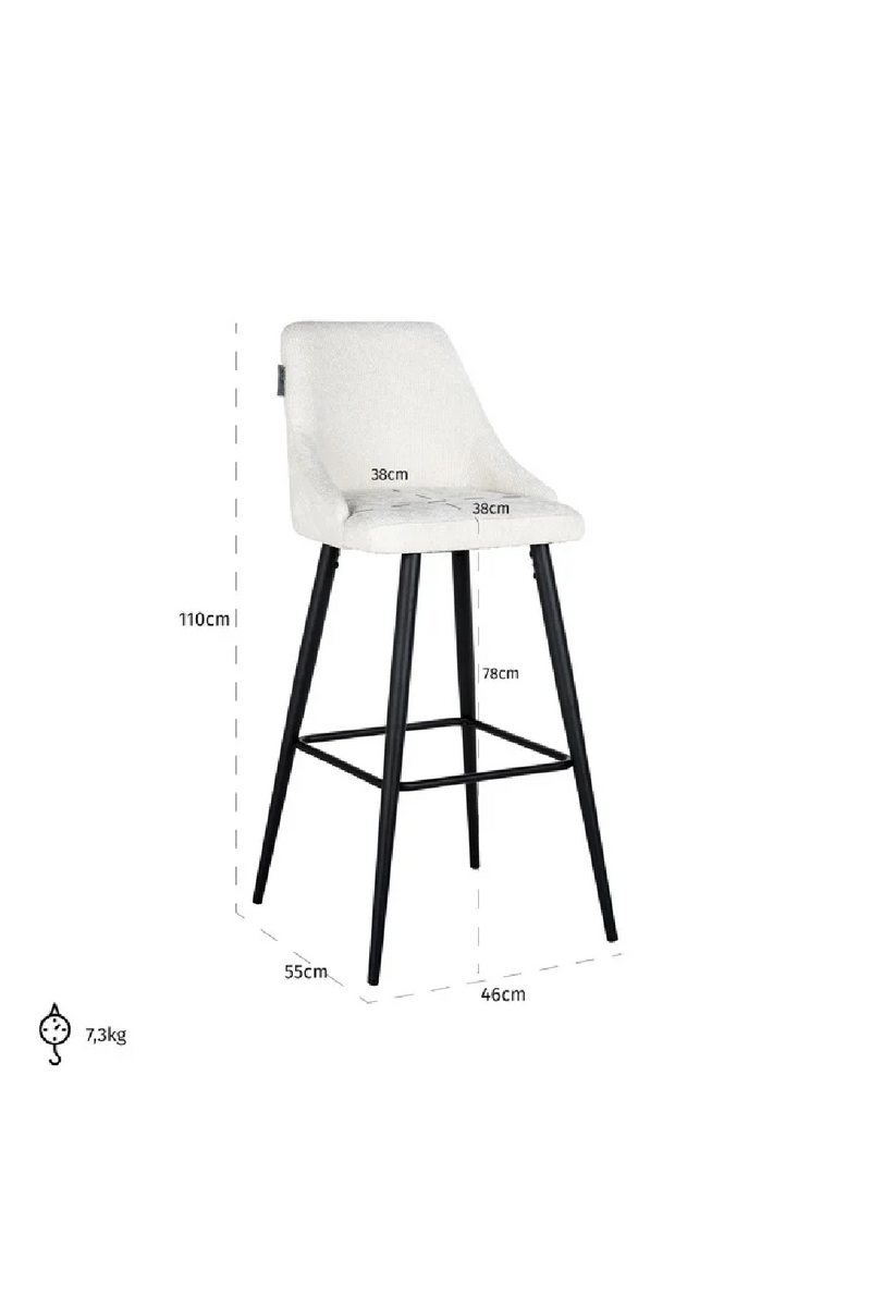 Tabouret de bar en tissu blanc (lot de 2) | Richmond Brooke | Meubleluxe.fr