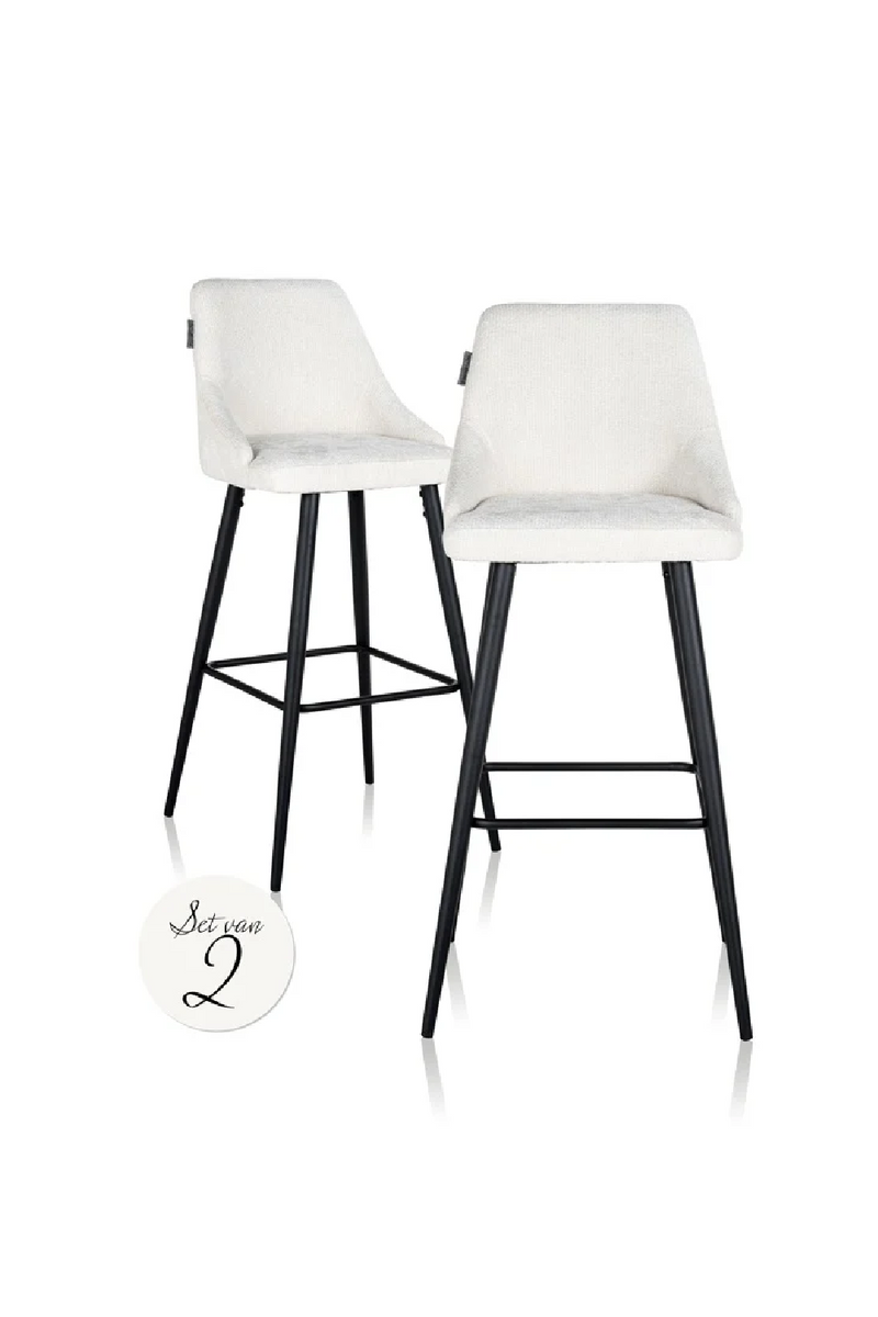 Tabouret de bar en tissu blanc (lot de 2) | Richmond Brooke | Meubleluxe.fr