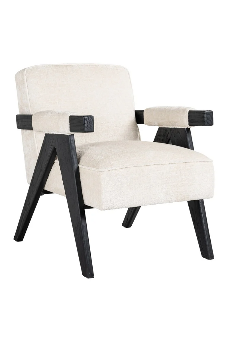 Fauteuil avec accoudoirs en chenille blanc | Richmond Cooper | Meubleluxe.fr