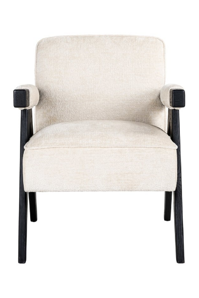 Fauteuil avec accoudoirs en chenille blanc | Richmond Cooper | Meubleluxe.fr