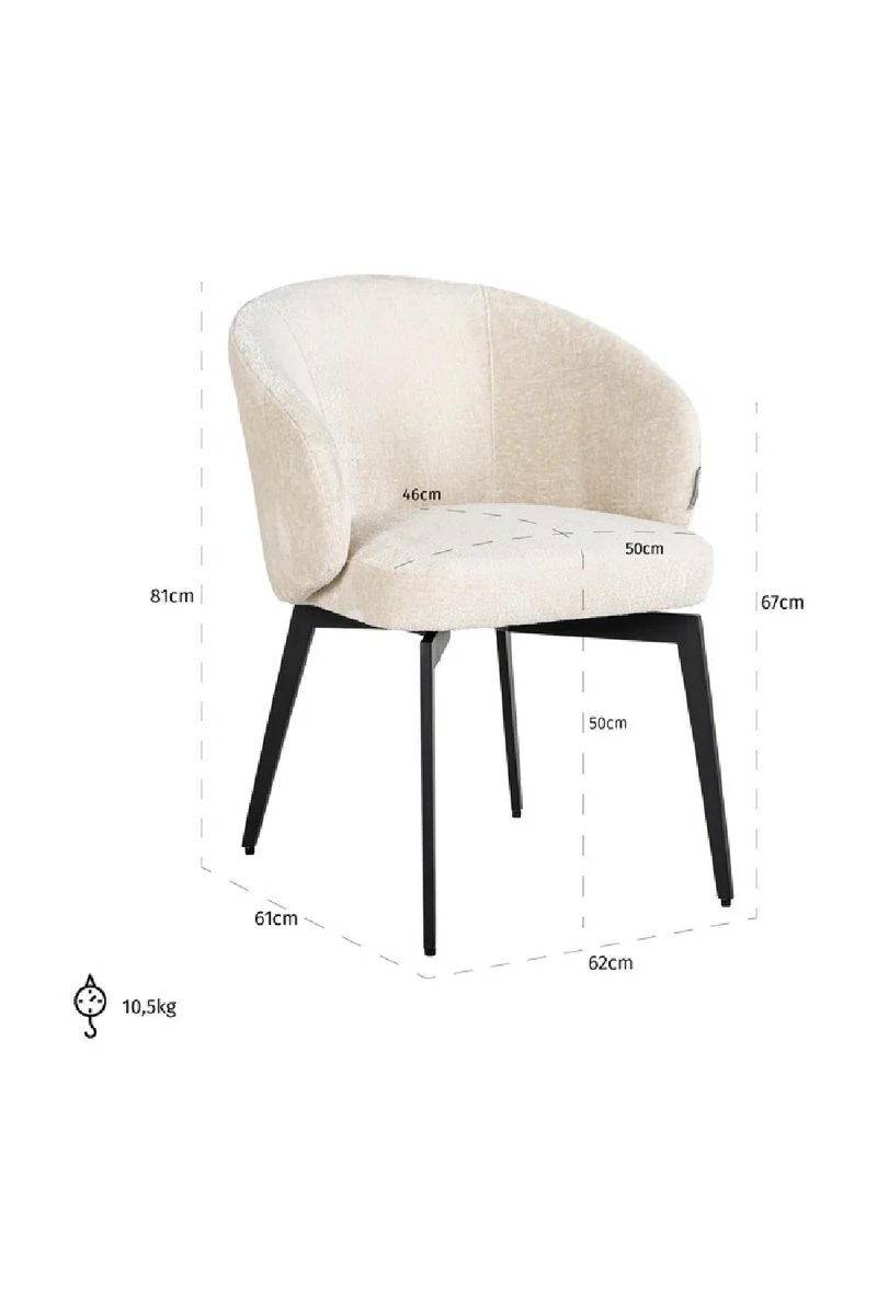 Chaise de salle à manger en chenille blanche | Richmond Amphara | Meubleluxe.fr