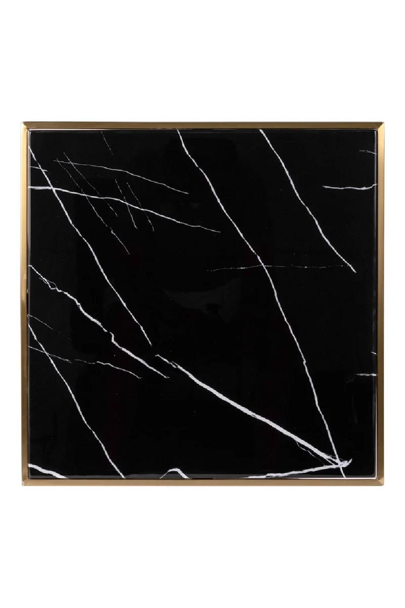 Table de salle à manger carrée en marbre noir | Richmond Zenza | Meubleluxe.fr