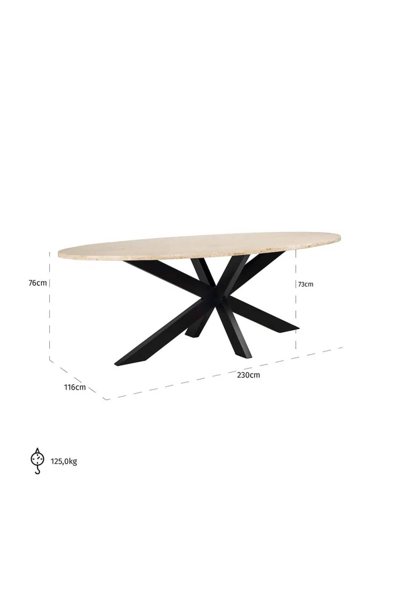 Table de salle à manger ovale en travertin 230 cm | Richmond Avalon | Meubleluxe.fr