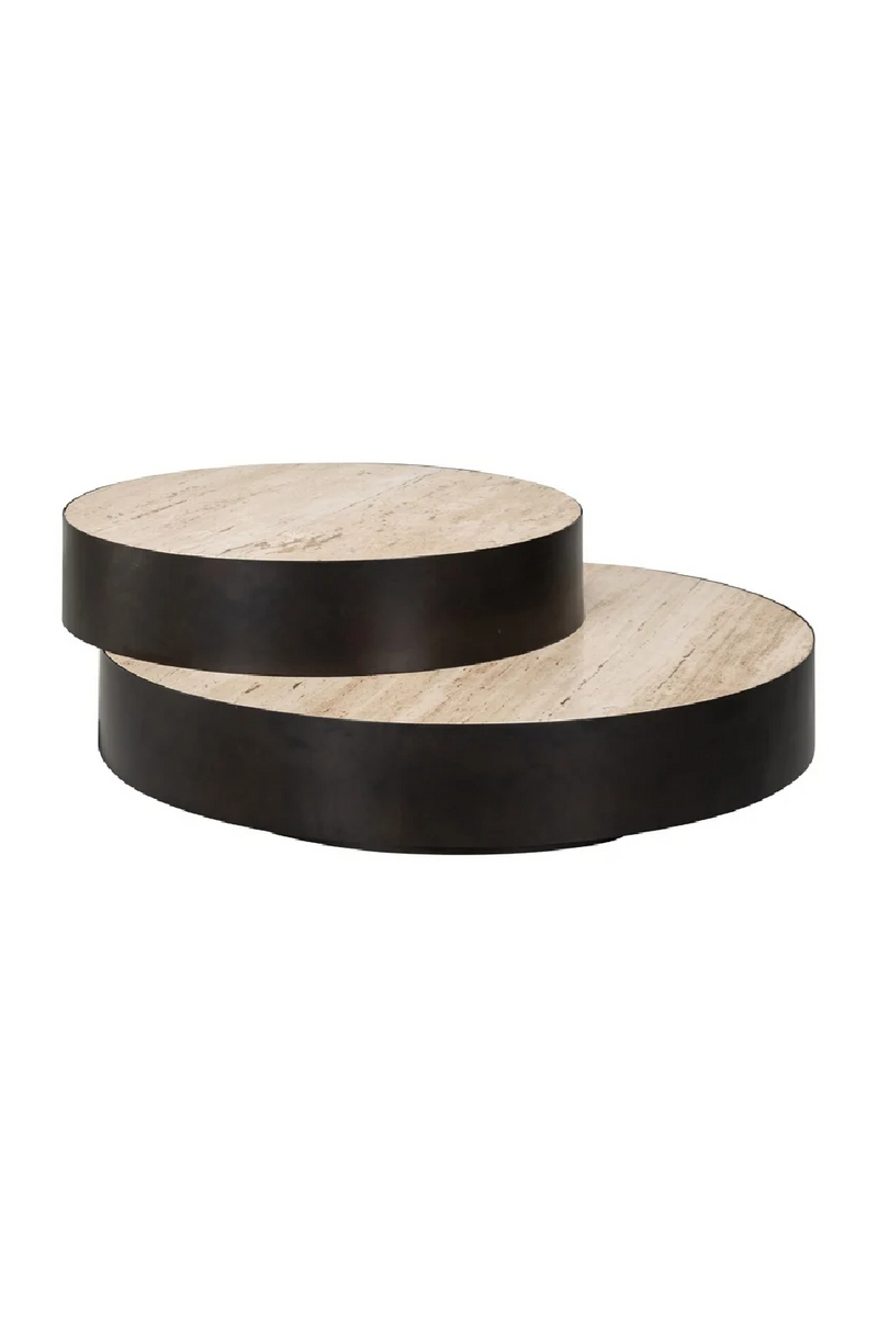 Table basse en bronze et travertin | Richmond Avalon | Meubleluxe.fr