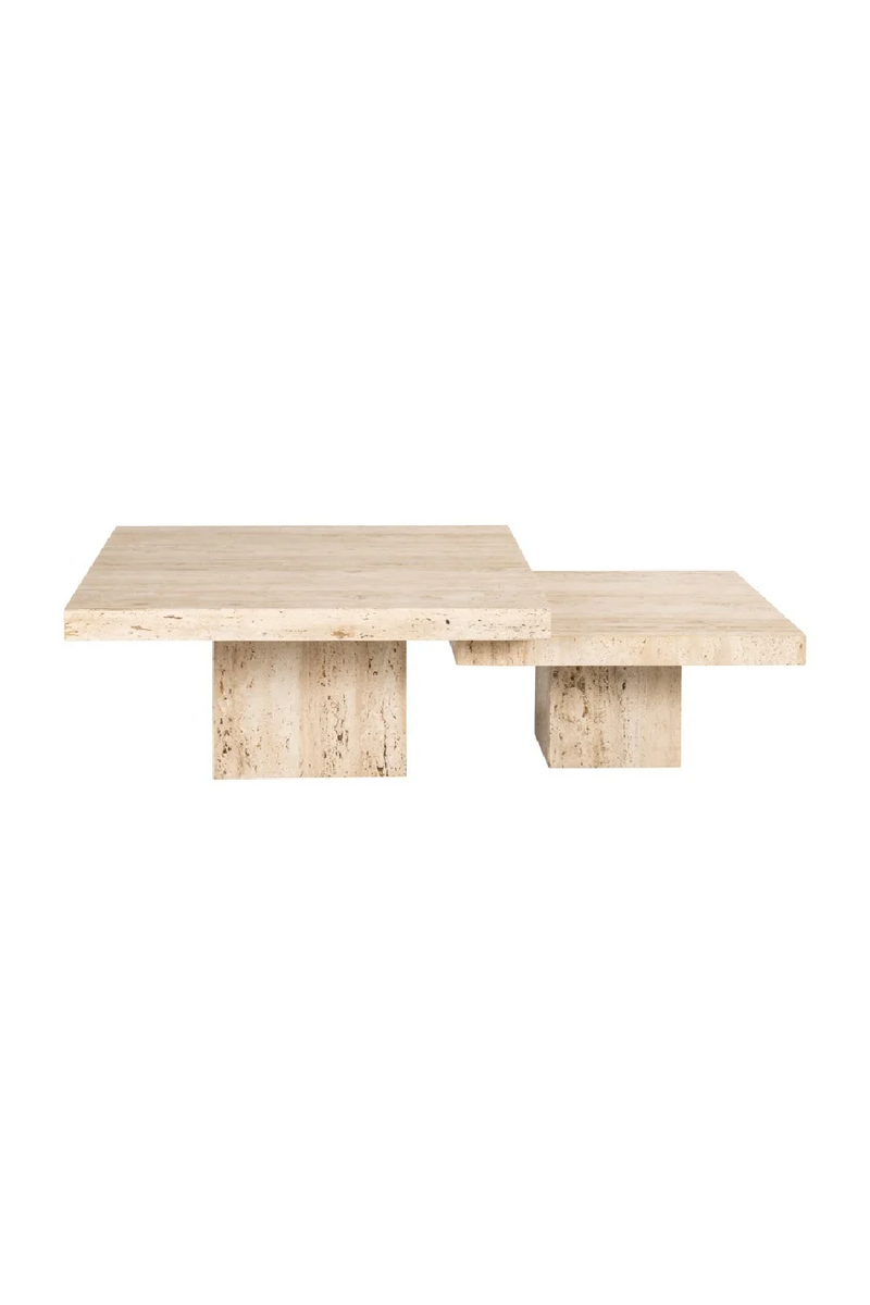 Table basse carrée en travertin (lot de 2) | Richmond Cantera | Meubleluxe.fr