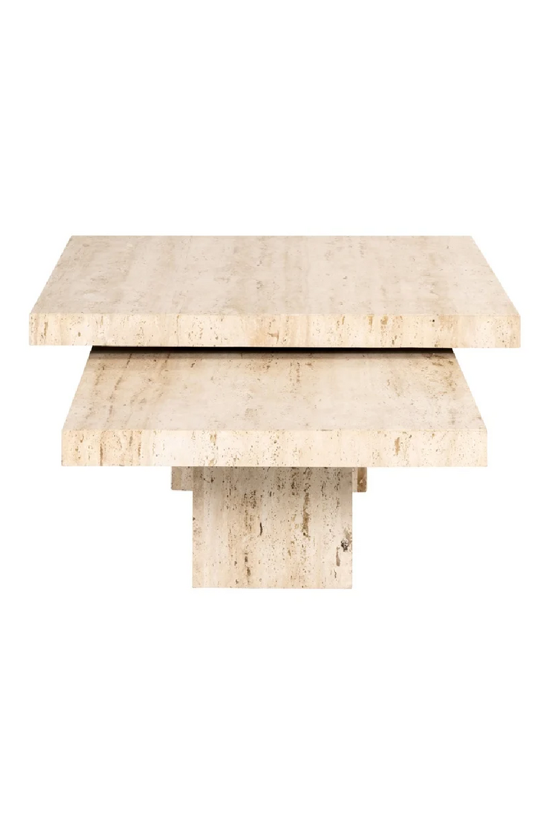 Table basse carrée en travertin (lot de 2) | Richmond Cantera | Meubleluxe.fr