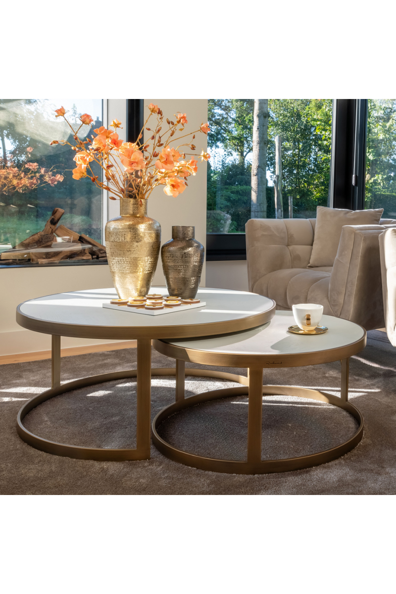 Table basse gigogne ronde | Richmond Whitebone | Meubleluxe.fr