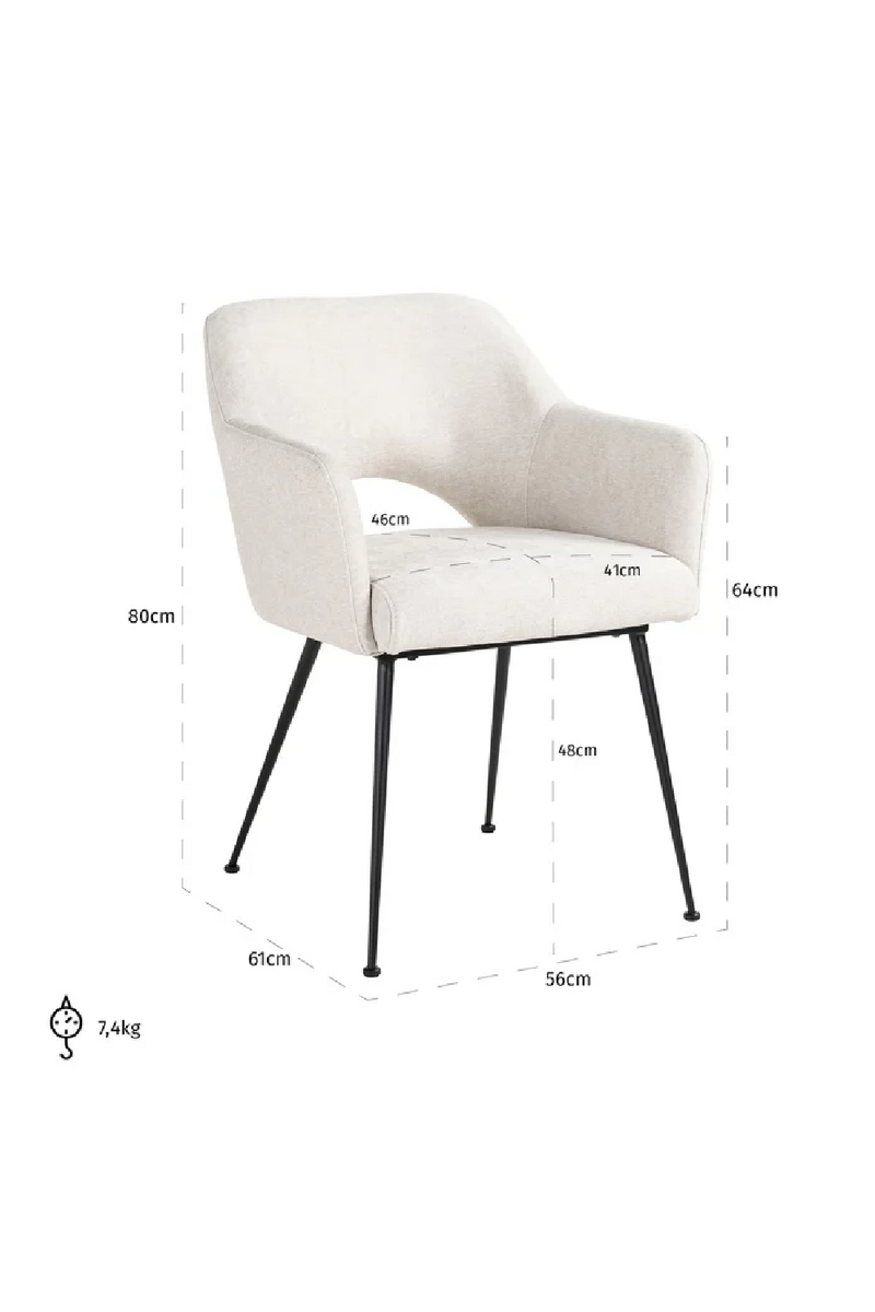 Chaise de salle à manger en tissu beige | Richmond Jenthe | Meubleluxe.fr