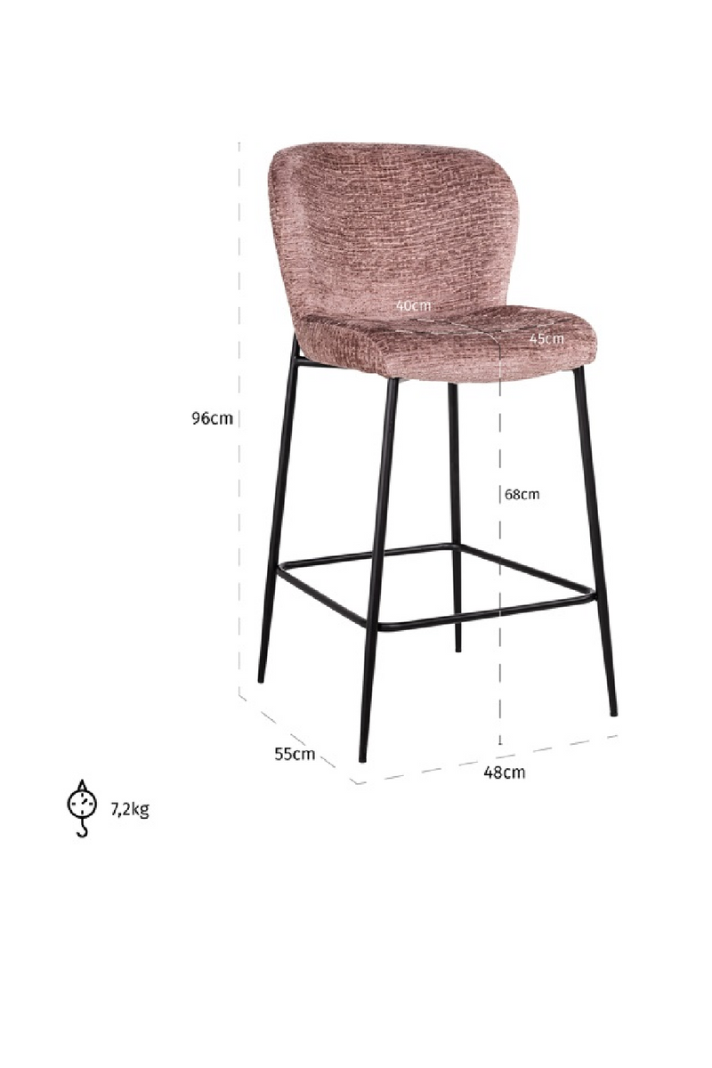 Tabouret de bar en tissu cognac | Richmond Darby | Meubleluxe.fr