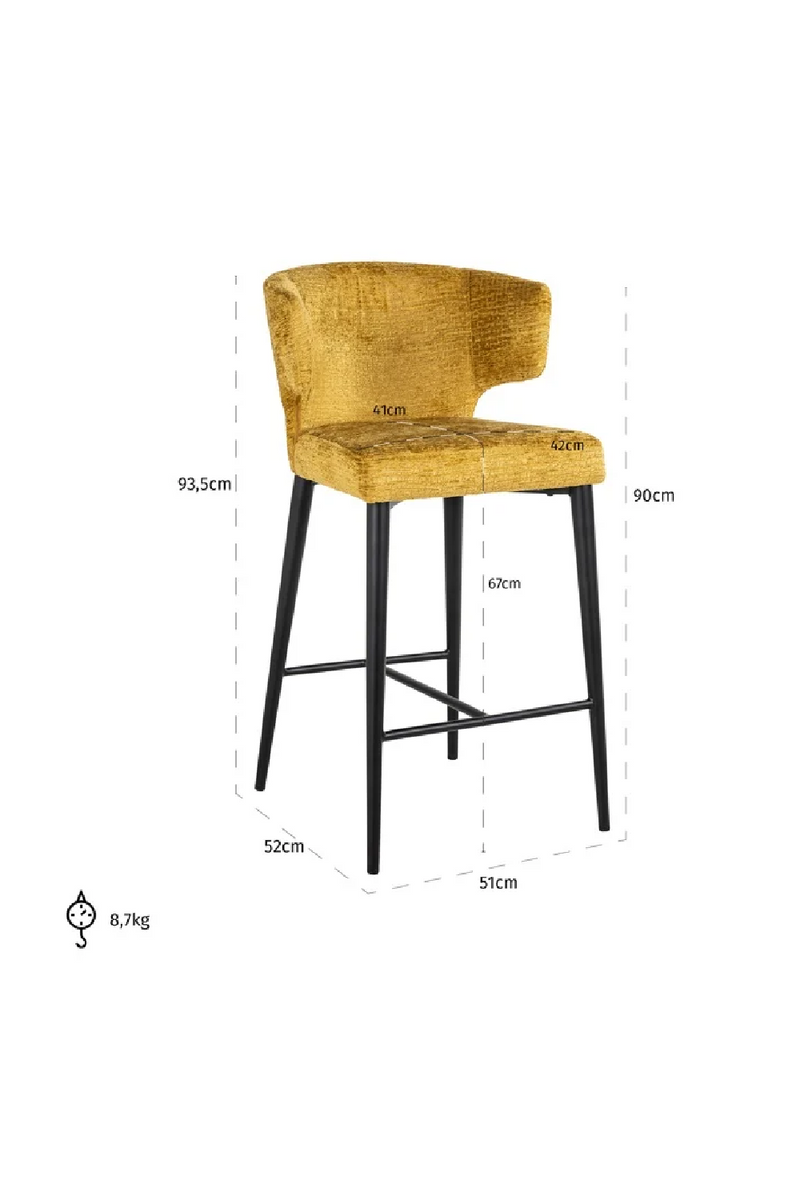 Tabouret de bar incurvé en tissu moutarde | Richmond Taylor | Meubleluxe.fr