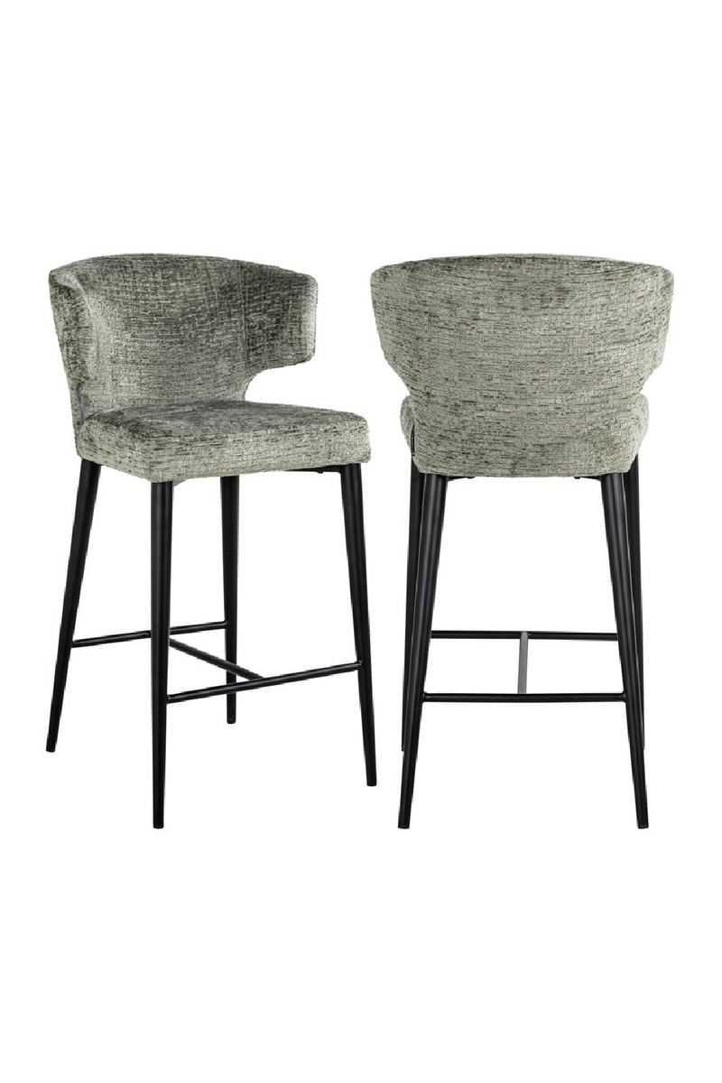 Tabouret de bar incurvé en tissu moutarde | Richmond Taylor | Meubleluxe.fr