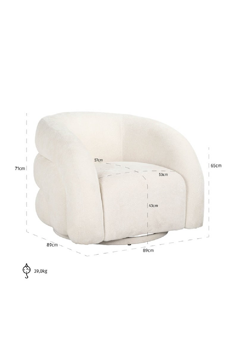 Fauteuil pivotant moderne en tissu blanc | Richmond Arcus | Meubleluxe.fr