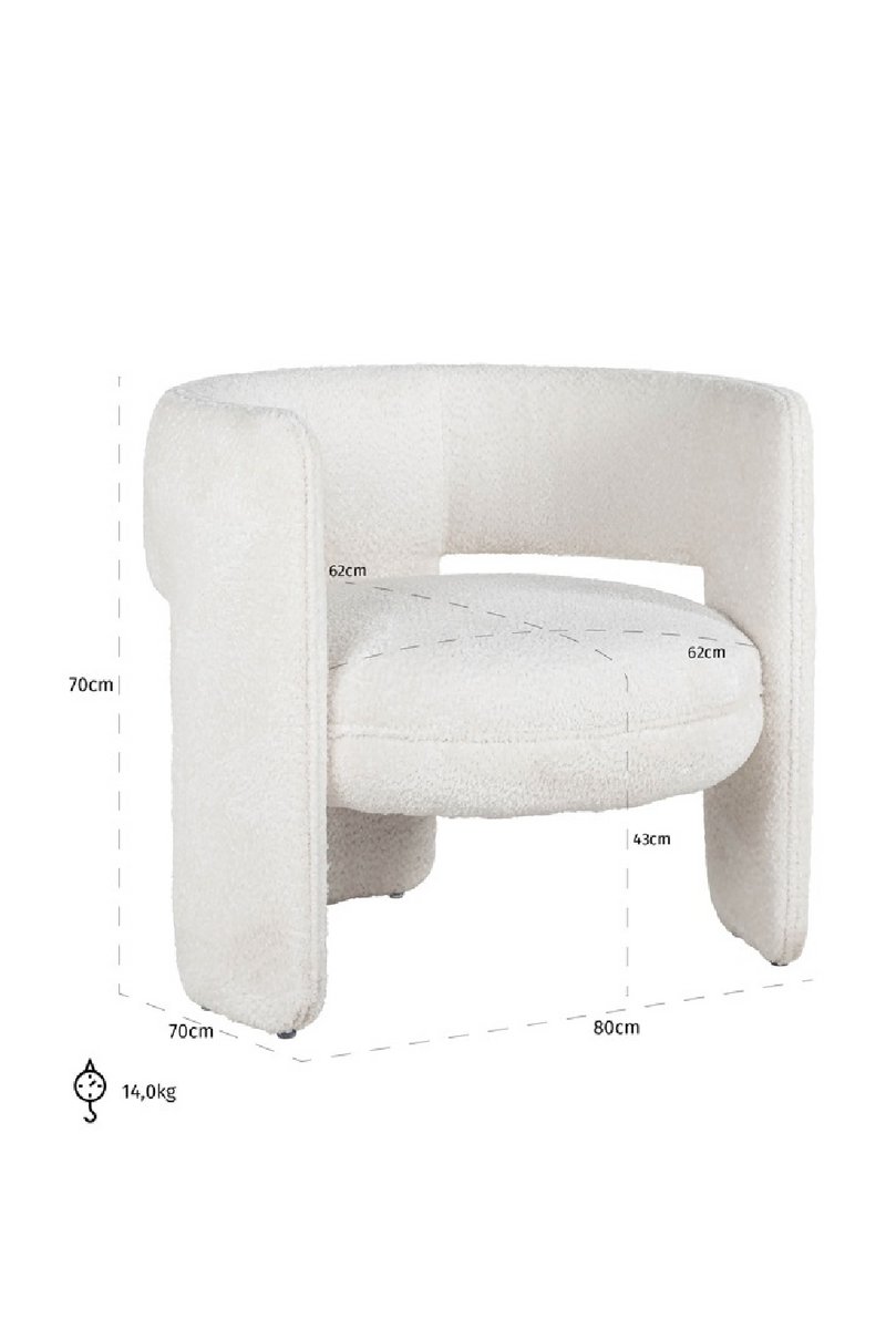 Fauteuil d'appoint moderne en tissu blanc | Richmond Lima | Meubleluxe.fr