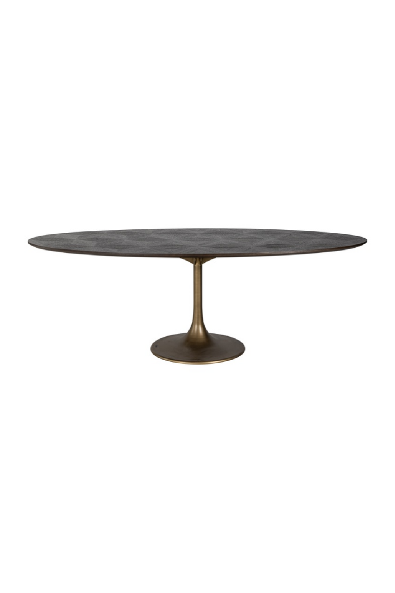 Table de salle à manger à piédestal ovale marron | Richmond Luxor | Meubleluxe.fr