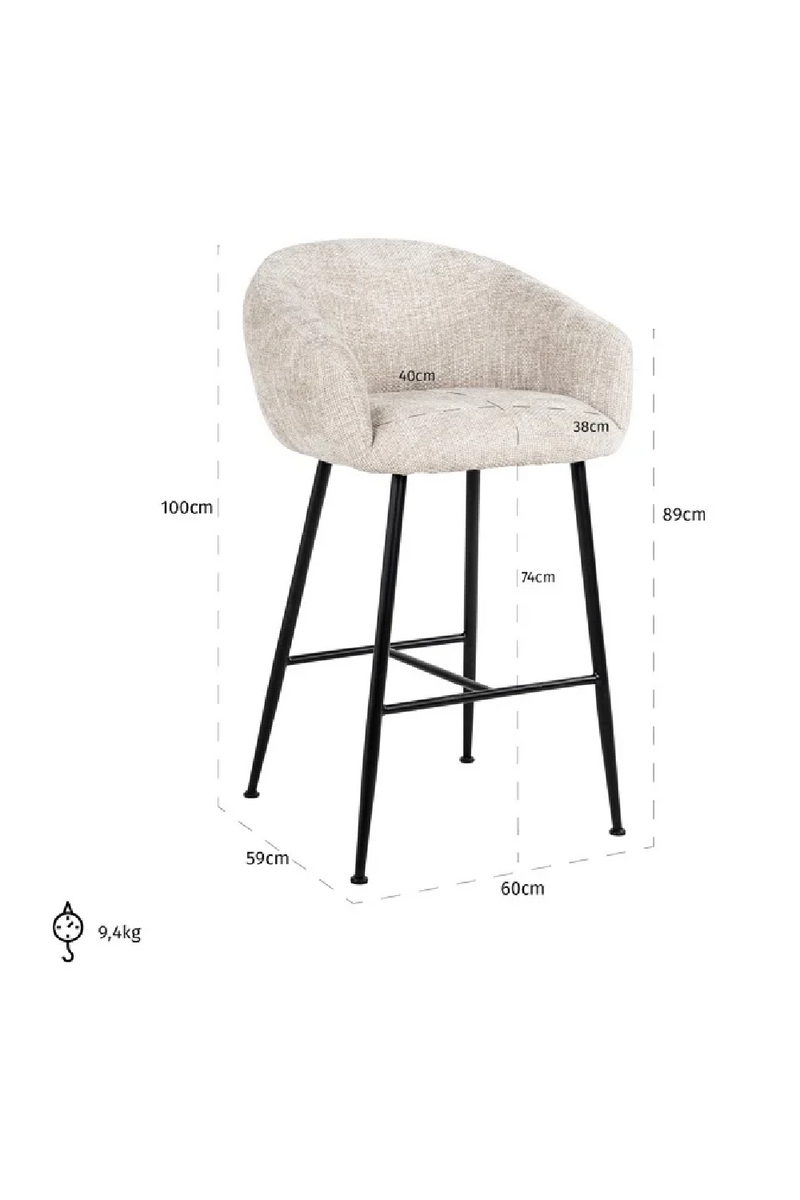 Tabouret de bar moderne capitonné beige | Richmond Avanti | Meubleluxe.fr