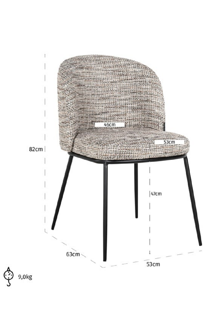 Chaise de salle à manger en chenille grise | Richmond Elvi | Meubleluxe.fr