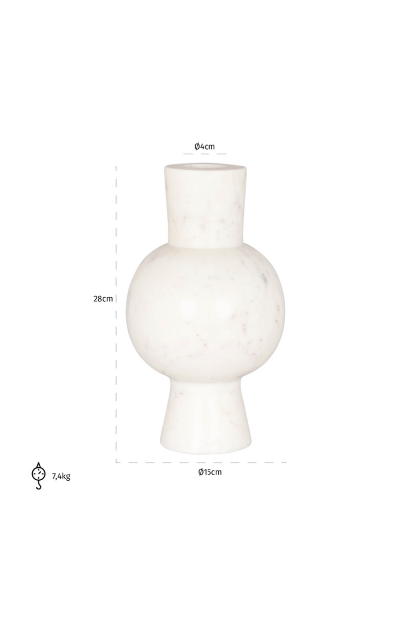 Vase arrondi en marbre blanc | Richmond Jonah | Meubleluxe.fr