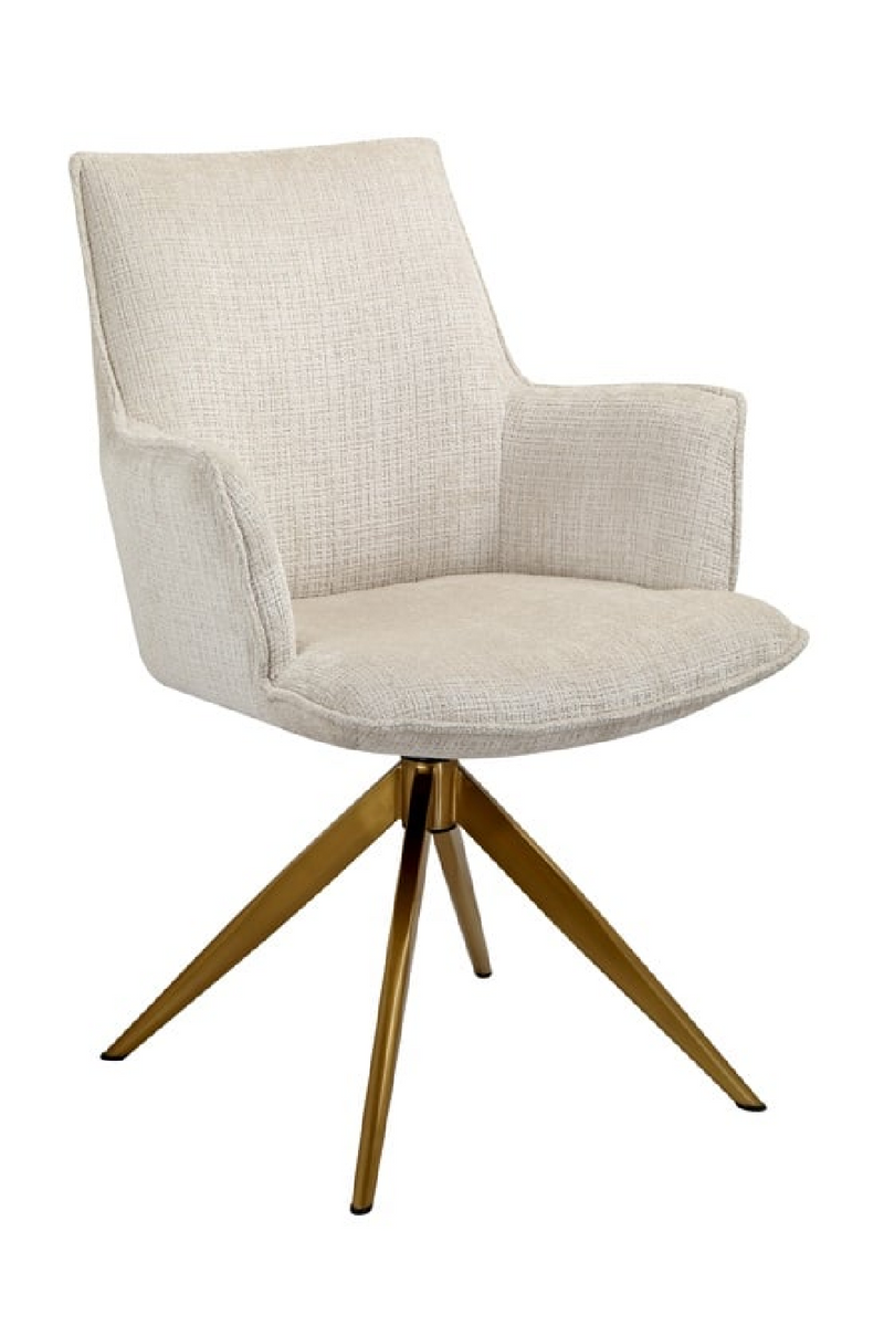 Fauteuil pivotant en chenille beige | Richmond Dakota | Meubleluxe.fr