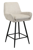 Chaise de bar en tissu beige | Richmond Linsey | Meubleluxe.fr