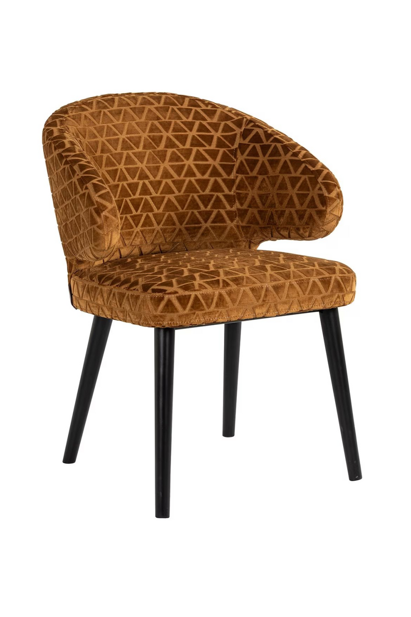 Chaise de salle à manger à motifs triangle en tissu cognac | Richmond Indigo | Meubleluxe.fr