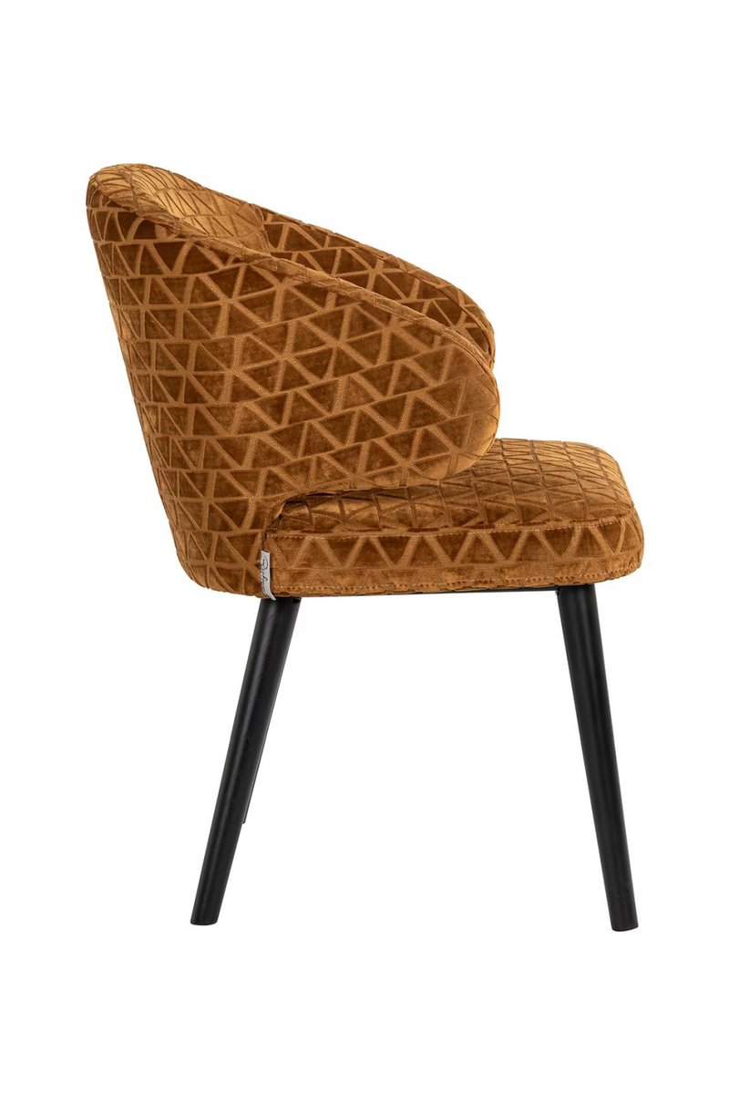 Chaise de salle à manger à motifs triangle en tissu cognac | Richmond Indigo | Meubleluxe.fr