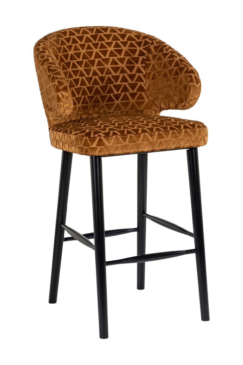 Tabouret de bar à motifs triangle cognac | Richmond Indigo | Meubleluxe.fr