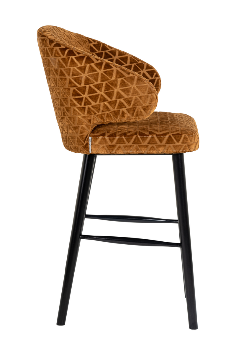 Tabouret de bar à motifs triangle cognac | Richmond Indigo | Meubleluxe.fr