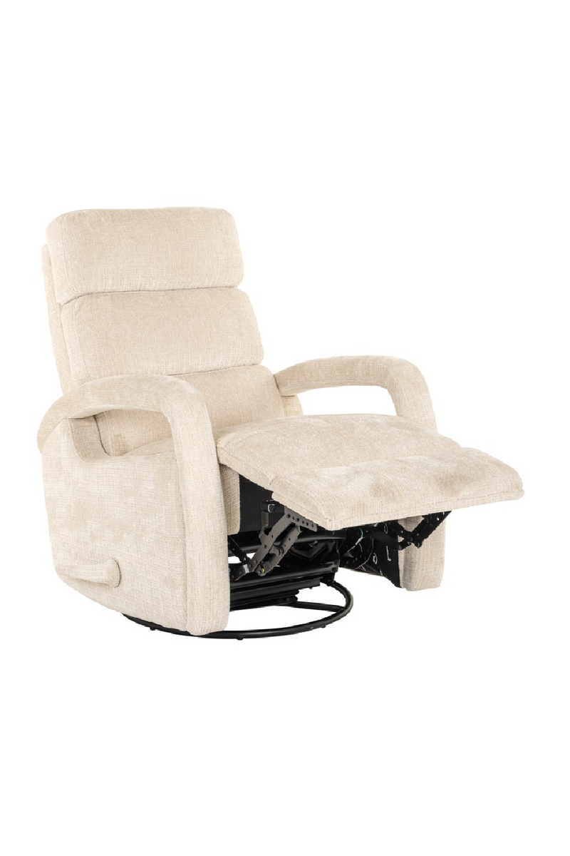 Fauteuil inclinable et pivotant en tissu crème | Richmond Denvi | Meubleluxe.fr