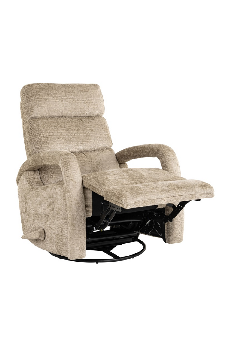 Fauteuil inclinable et pivotant en tissu sable | Richmond Denvi | Meubleluxe.fr