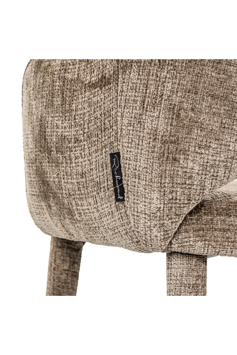 Chaise de salle à manger incurvée en chenille marron  | Richmond Donnatella | Meubleluxe.fr