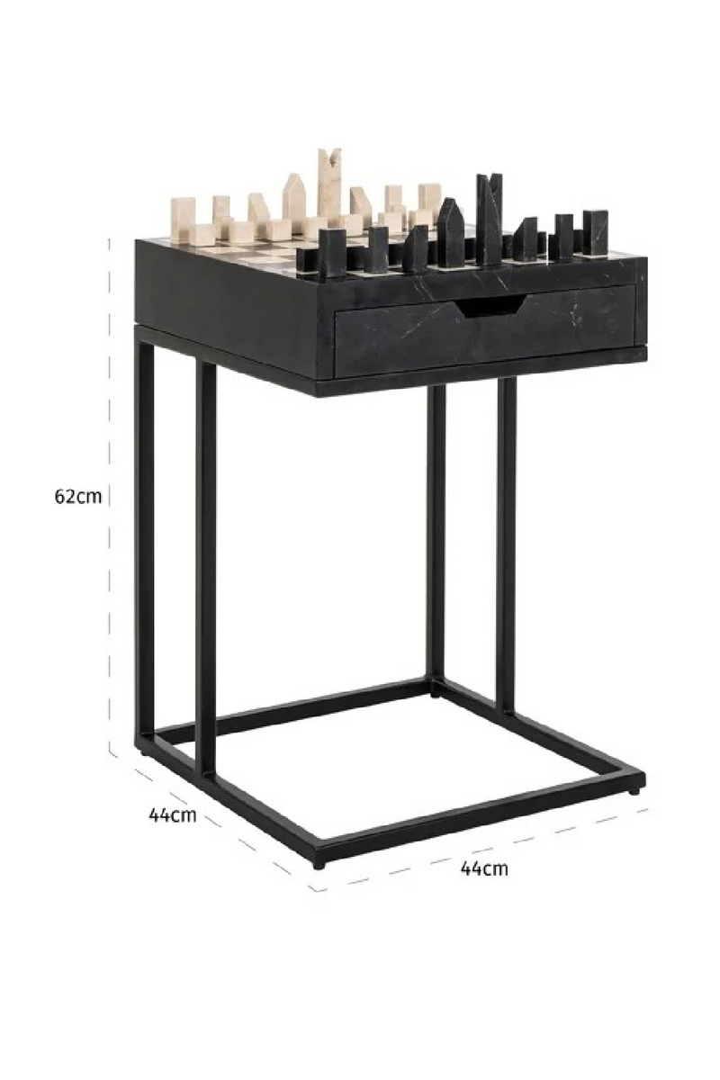 Table d’échecs noire à 1 tiroir | Richmond Interiors Davos | OROA.fr