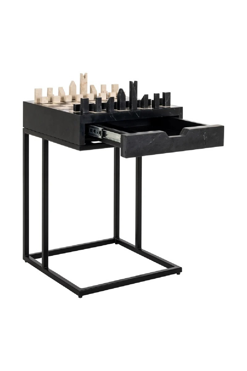 Table d’échecs noire à 1 tiroir | Richmond Interiors Davos | OROA.fr