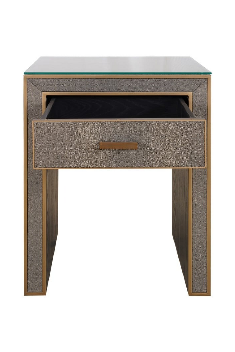 Table de chevet en cuir brun avec 1 tiroir | Richmond Bloomville | OROA.fr