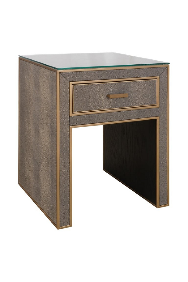 Table de chevet en cuir brun avec 1 tiroir | Richmond Bloomville | OROA.fr