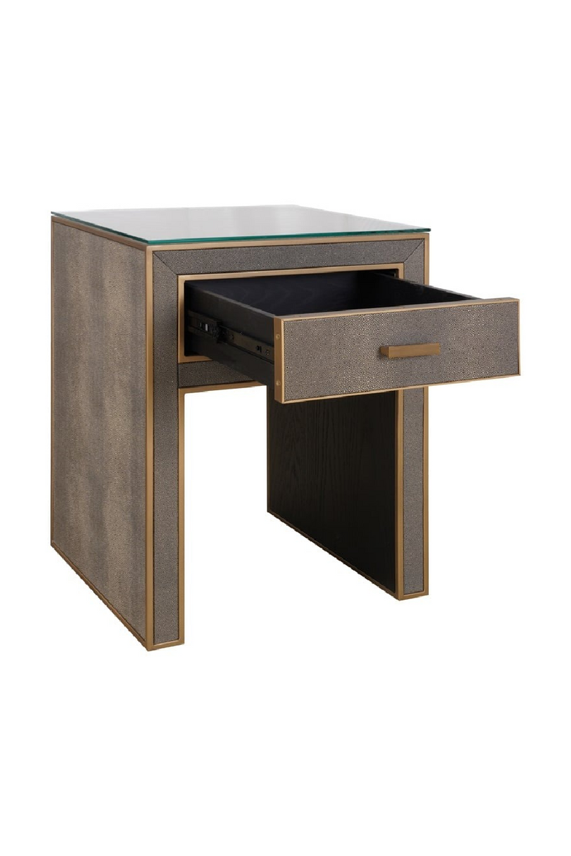 Table de chevet en cuir brun avec 1 tiroir | Richmond Bloomville | OROA.fr